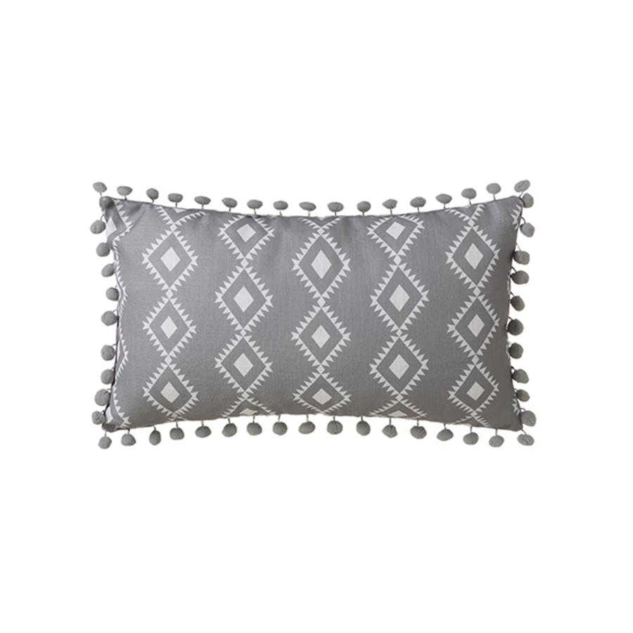 ALMOFADA CINZA BOHO 50X30CM