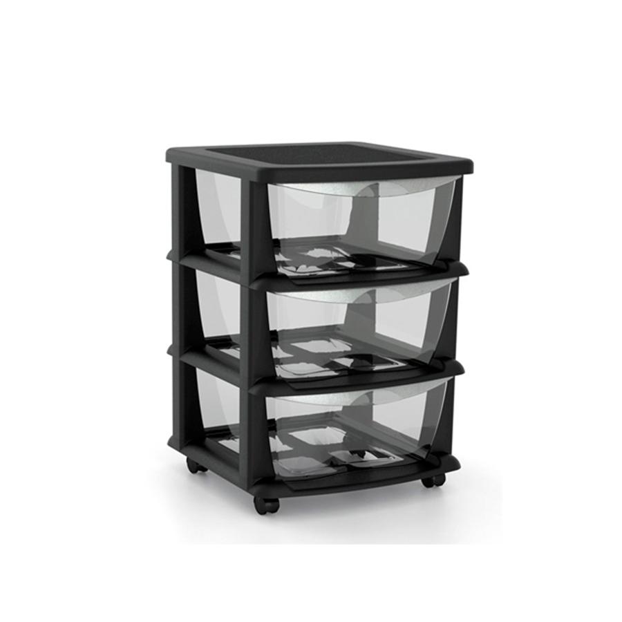 MÓDULO PRETO C/3 GAVETAS