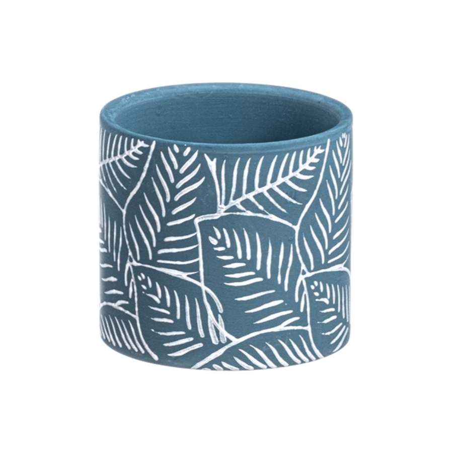 HAVANI VASO CER. LEAF AZUL