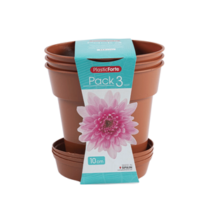 PACK 3 VASOS GARDEN C/PRATOS TERRACOTA