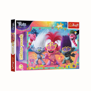 PUZZLE 100 PCS TROLLS GLITTER