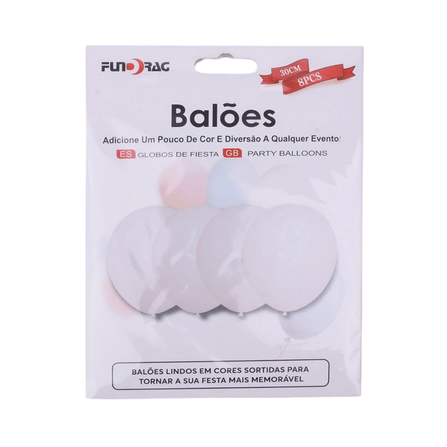 BALÕES 30CM BRANCO C/8