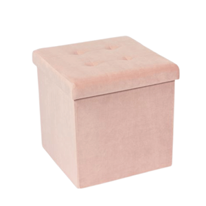 BANQUETA VELUDO 38*38*38CM ROSA AGUA