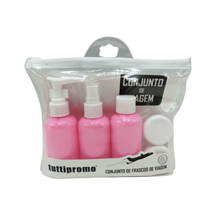 CONJUNTO NECESSAIRE VIAGEM 5PCS ROSA