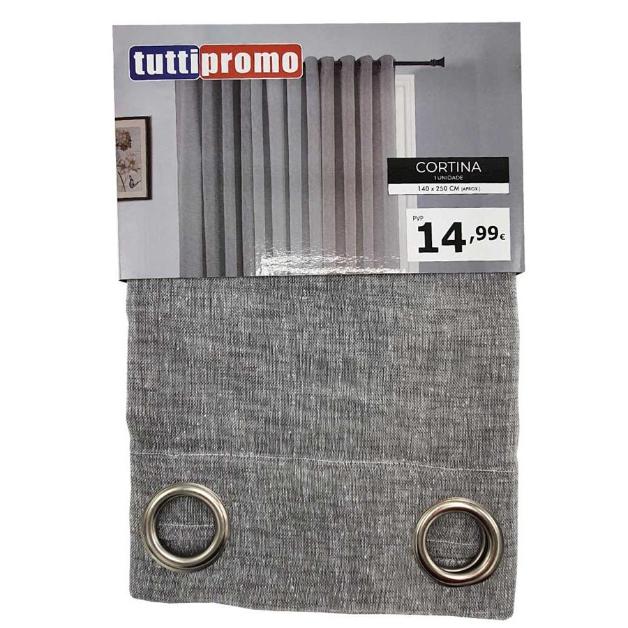 CORTINA TORORA CINZA ESCURO 140X250CM