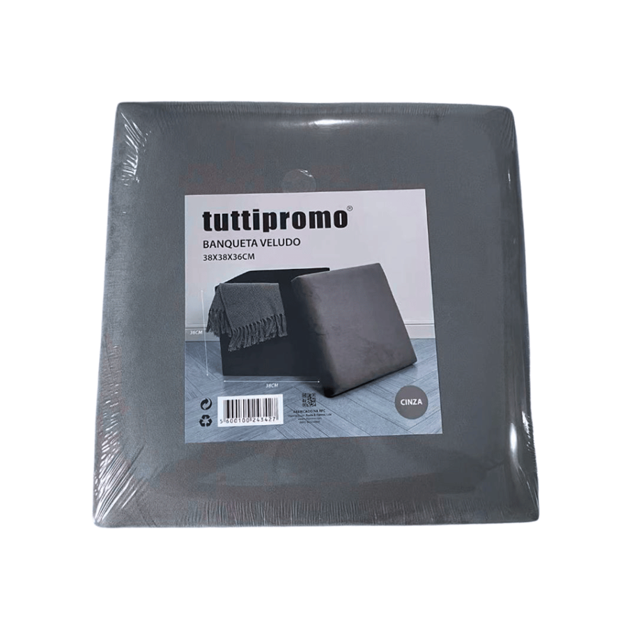 BANQUETA VELUDO 38X38X36CM CINZA BANQUETA VELUDO 38X38X36CM CINZA