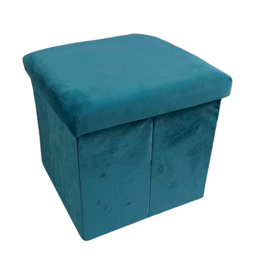 BANQUETA VELUDO 38X38X36CM AZUL