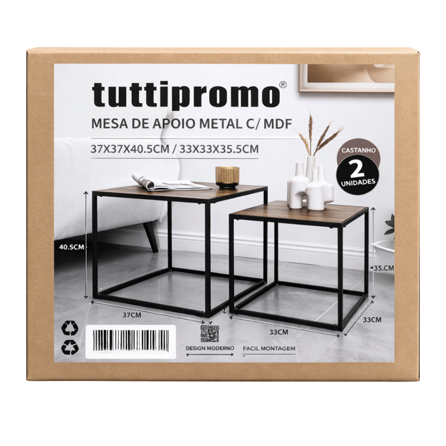 MESA APOIO METAL C/MDF C/2