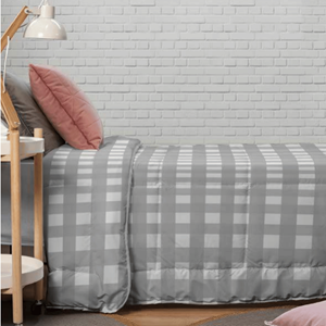 EDREDÃO NÓRDICO VICHY XL CINZA 250X270CM