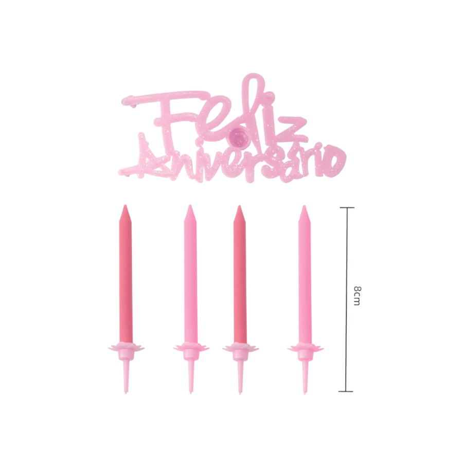 VELA ANIVERSÁRIO ROSA C/FELIZ ANIVERSÁRIO