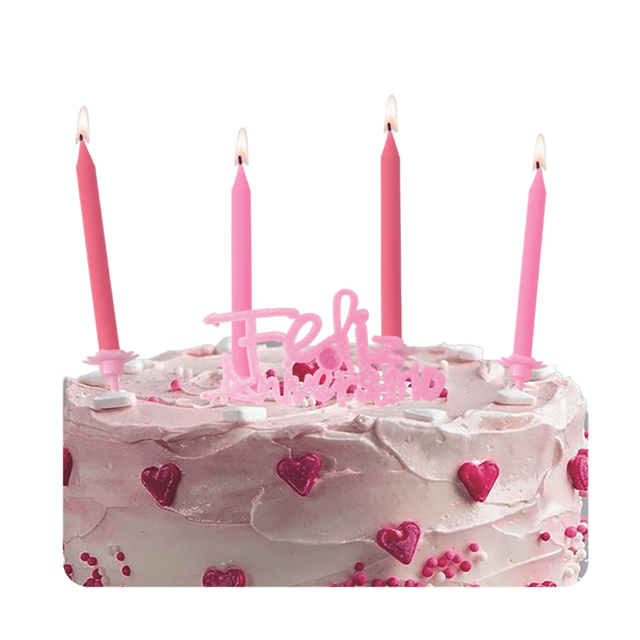 VELA ANIVERSÁRIO ROSA C/FELIZ ANIVERSÁRIO