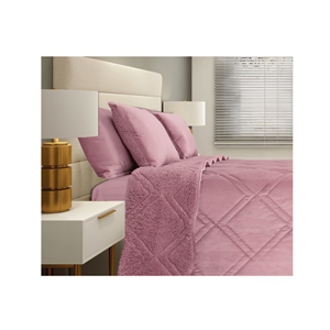 EDREDÃO LOLLA ROSA 250*260CM C/ALMOFADAS CASAL