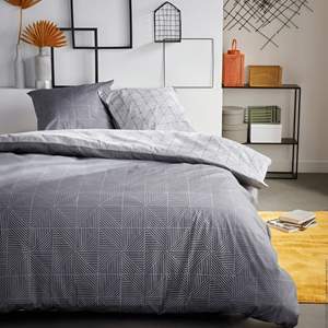 CAPA EDREDÃO CINZA 200X220CM C/2 FRONHAS