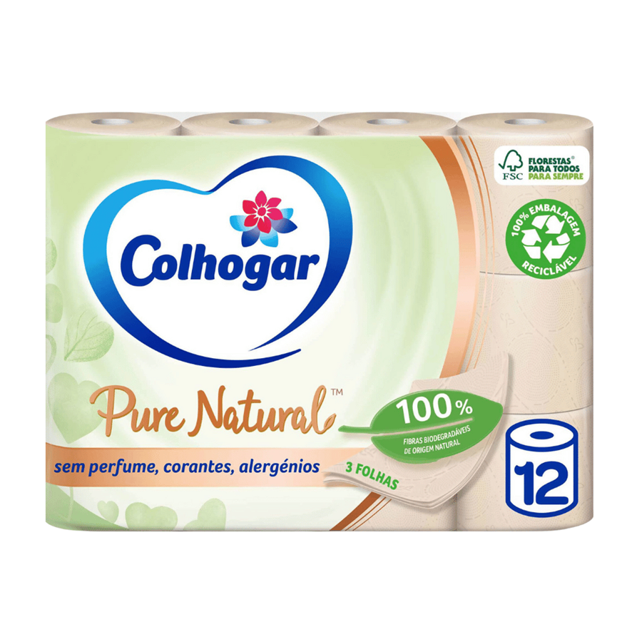COLHOGAR PAP.HIG. C/12 PURE NATURAL