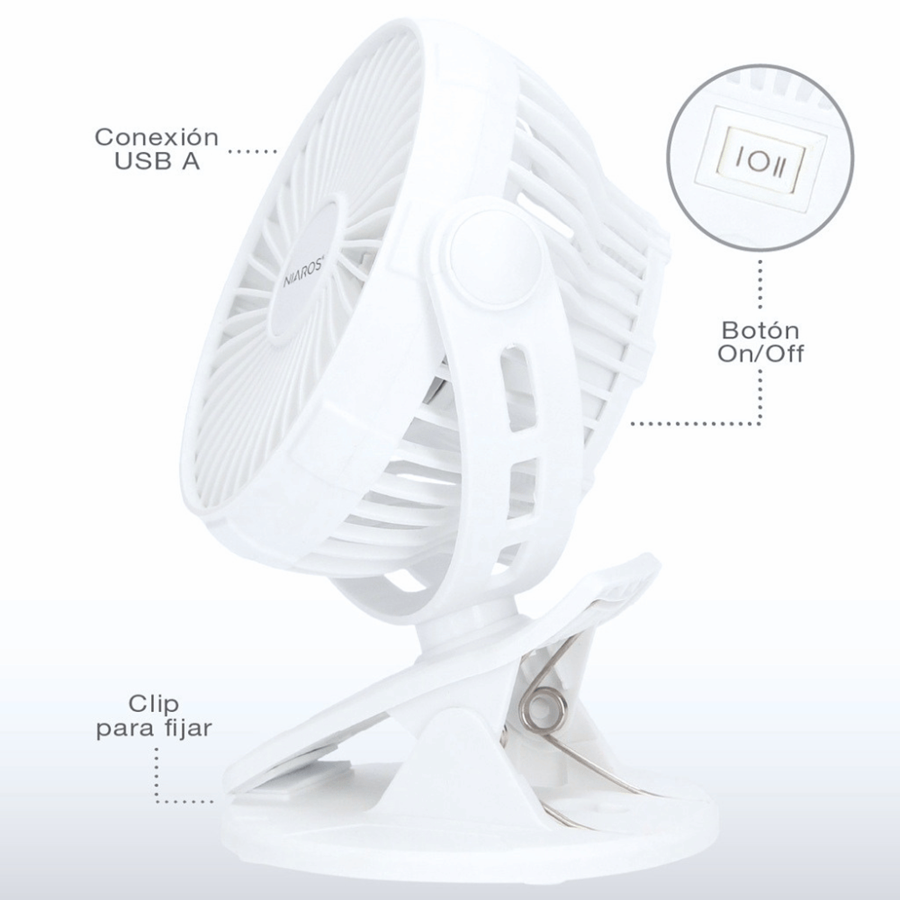 NIAROS MINI VENTOINHA USB FUNE 3W BRANCO