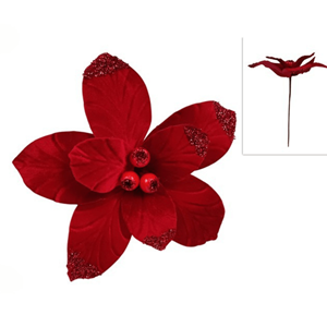 FLOR ESTRELA NATAL VELUDO BAGAS VERM. FLOR ESTRELA NATAL VELUDO BAGAS VERM.