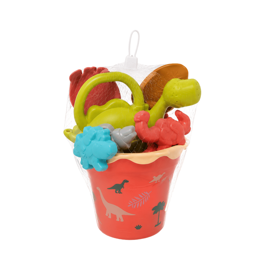 BALDE PRAIA DINOSSAURO CORAL C/ACESS. 8PCS