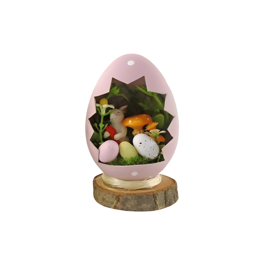 BASE MAD. PÁSCOA C/OVO E COELHO ROSA 10CM