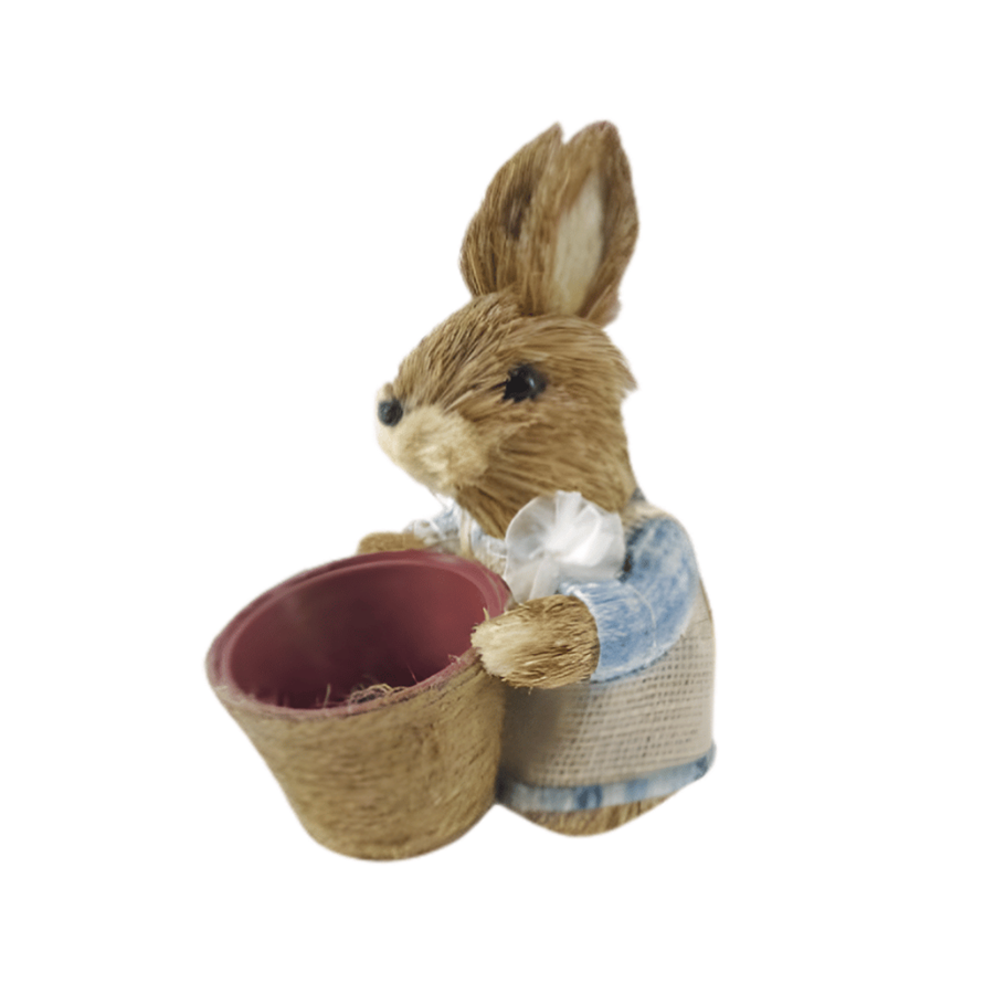 COELHO PÁSCOA PALHA C/VASO 16CM