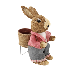 COELHO PÁSCOA PALHA C/VASO 28CM